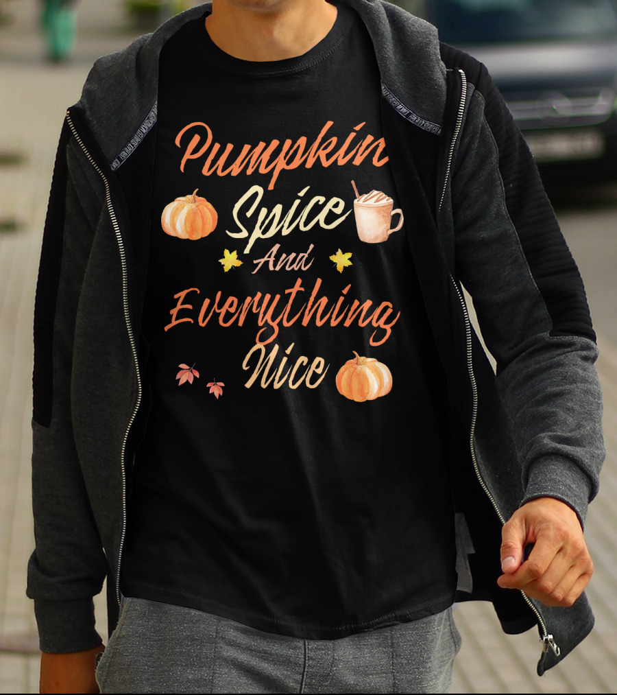 Pumpkin Spice And Everything Nice Autumn Pumpkins Leaves Coffee Cup T-Shirt