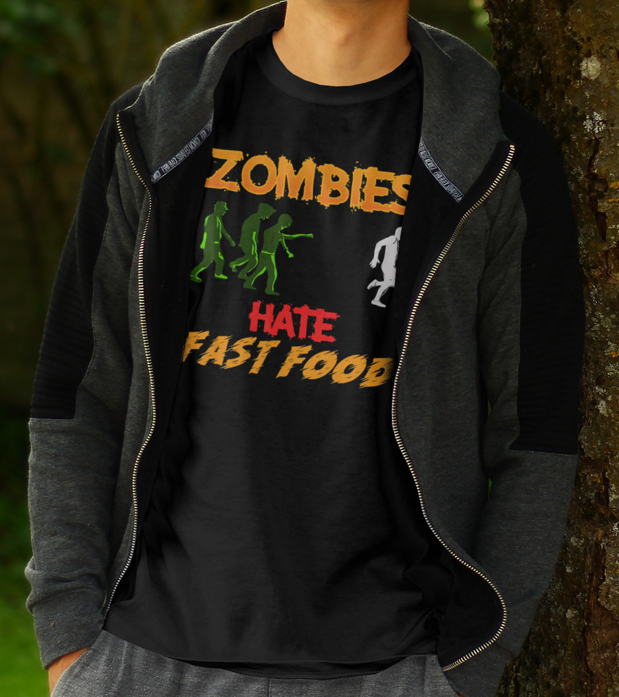 Zombies Hate Fast Food Fleeing From Funny Zombi Chase T-Shirt