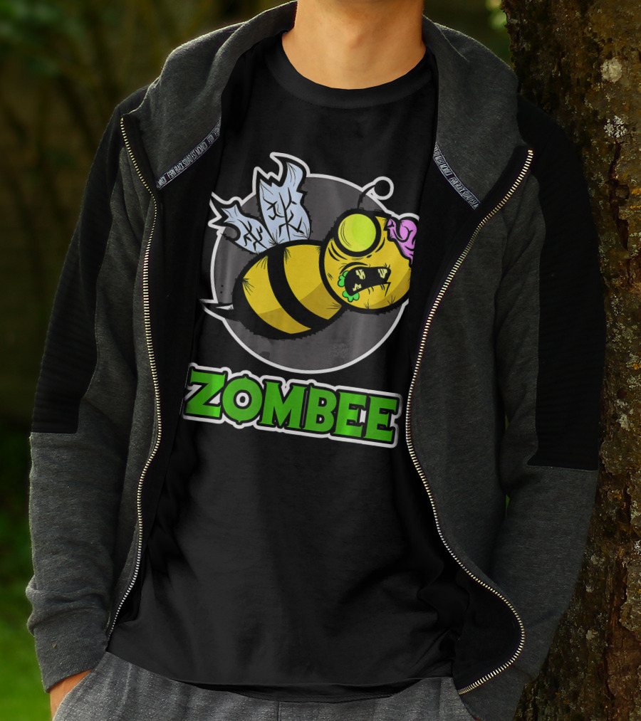 Zombee Halloween Bee With Brain And Wings T-Shirt