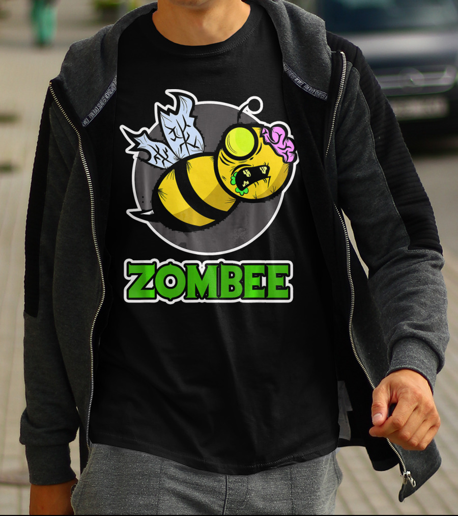 Zombee Halloween Bee With Brain And Wings T-Shirt