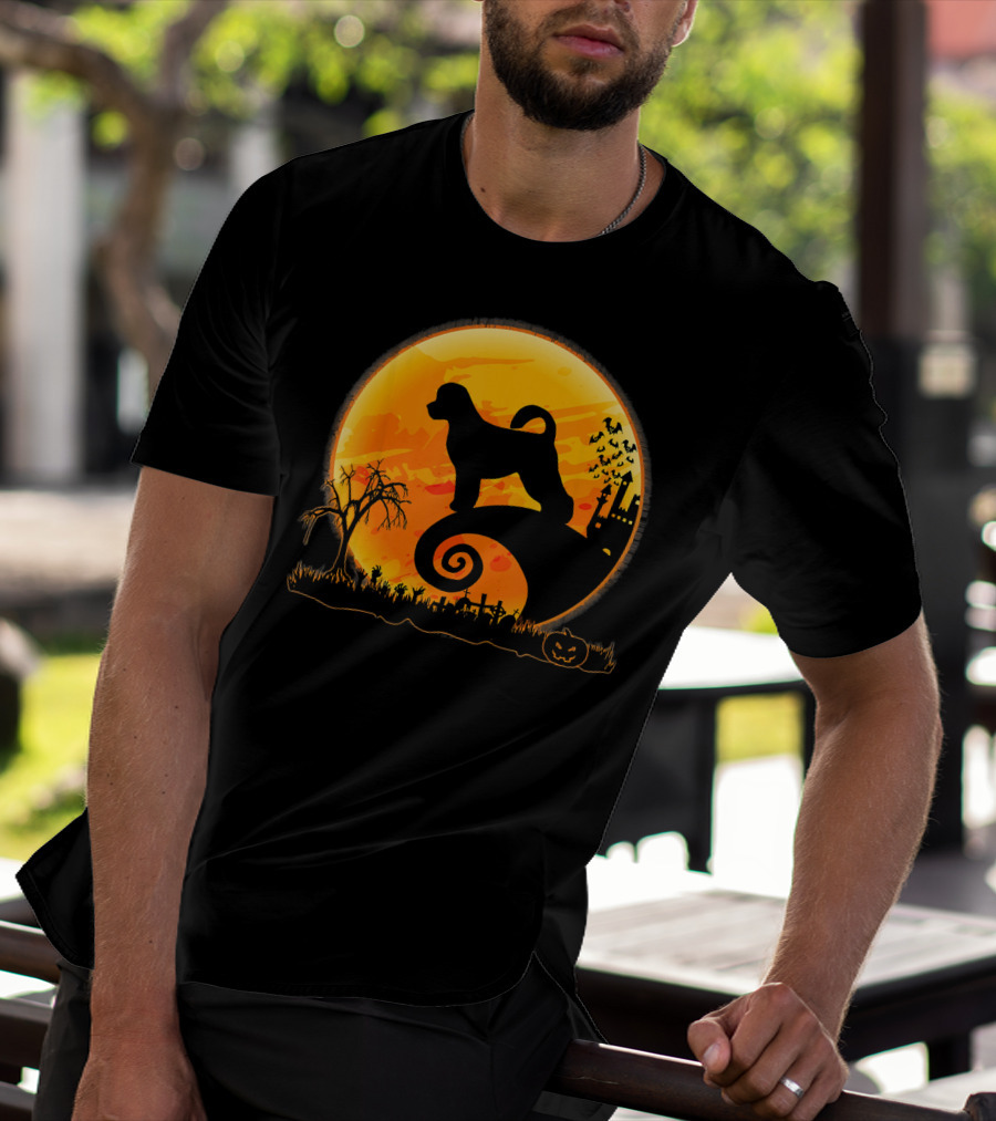 Portuguese Water Dog Moonlit Halloween Scene T-Shirt