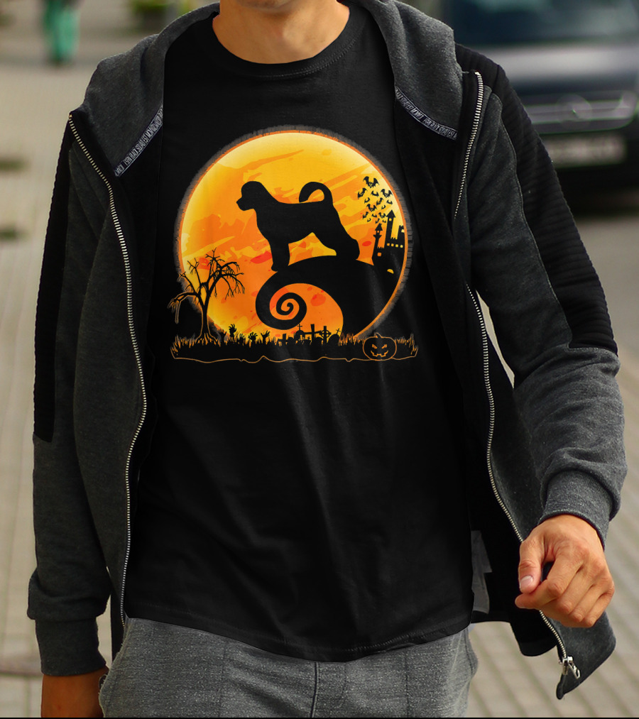 Portuguese Water Dog Moonlit Halloween Scene T-Shirt