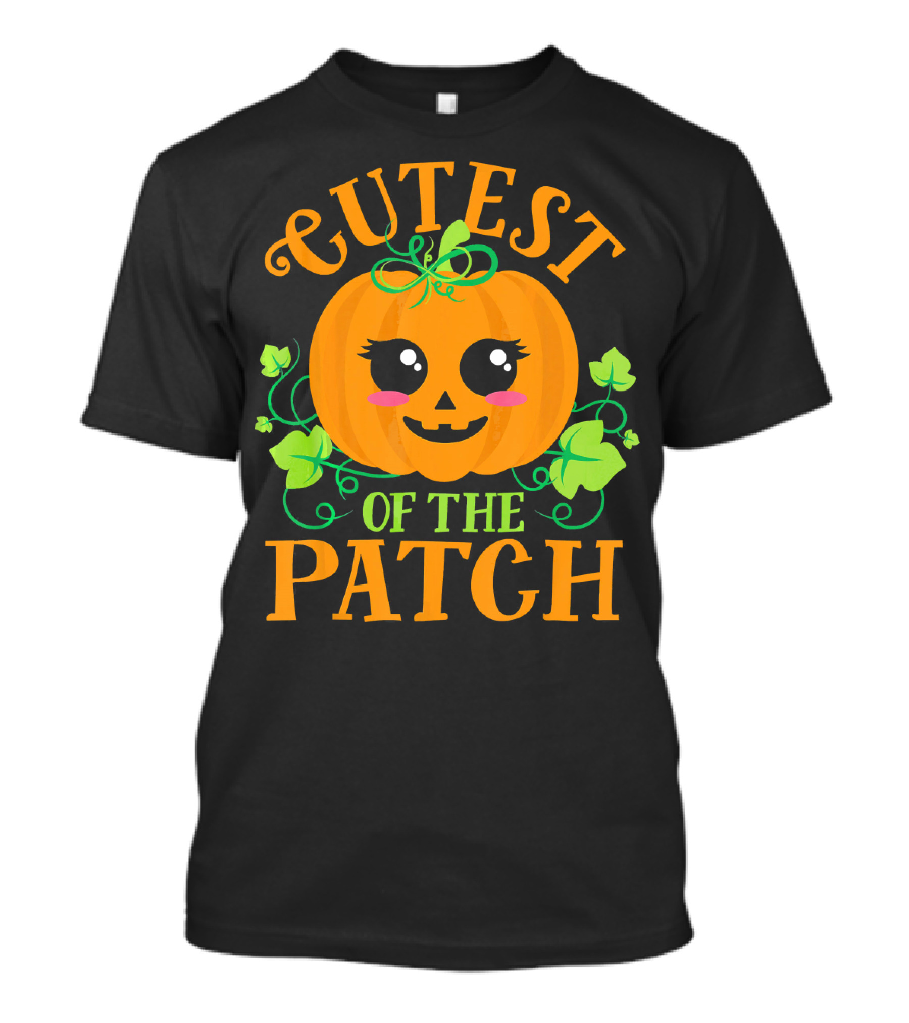 Cutest Pumpkin Of The Patch Halloween Smiling Face With Green Vines T-Shirt