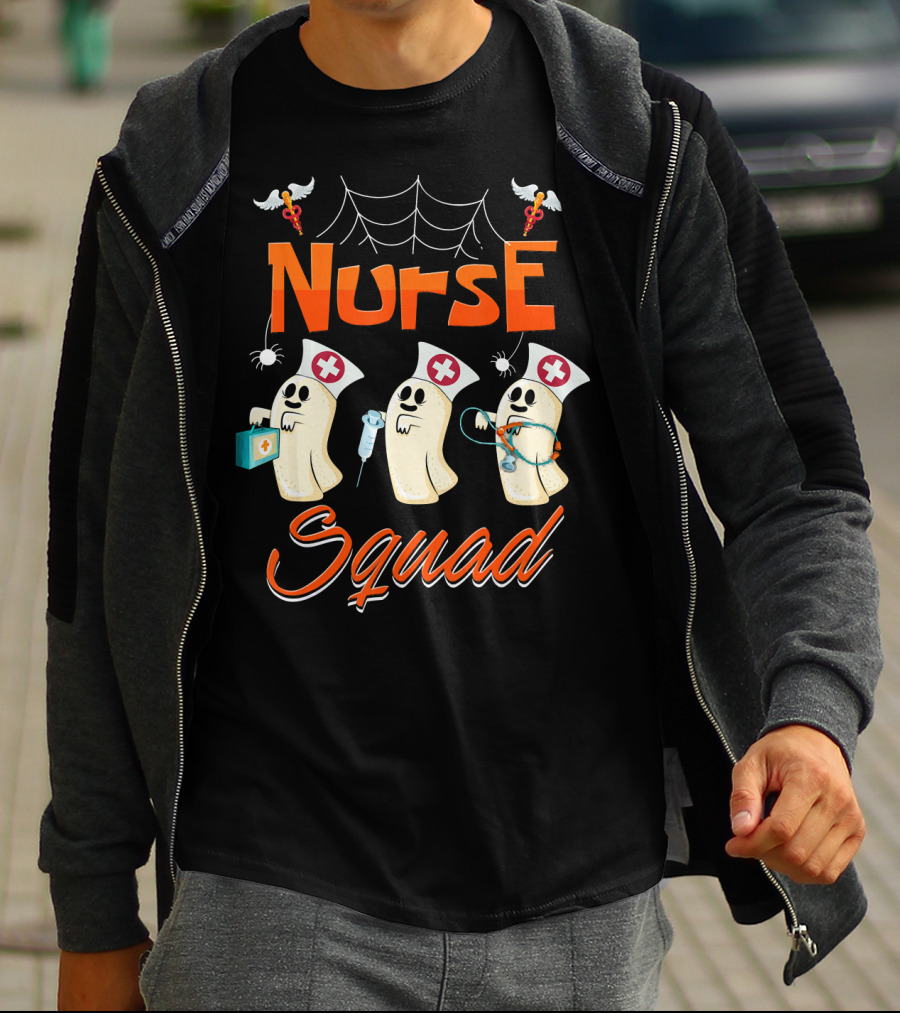 Nurse Squad Spooky Ghosts Halloween Nurse Team T-Shirt
