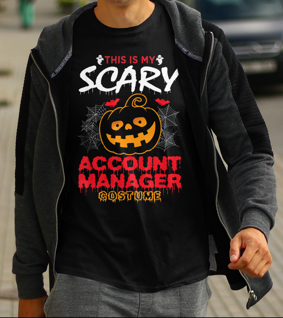 This Is My Scary Account Manager Costume With Jack-O'-Lantern Ghosts And Spiderwebs T-Shirt