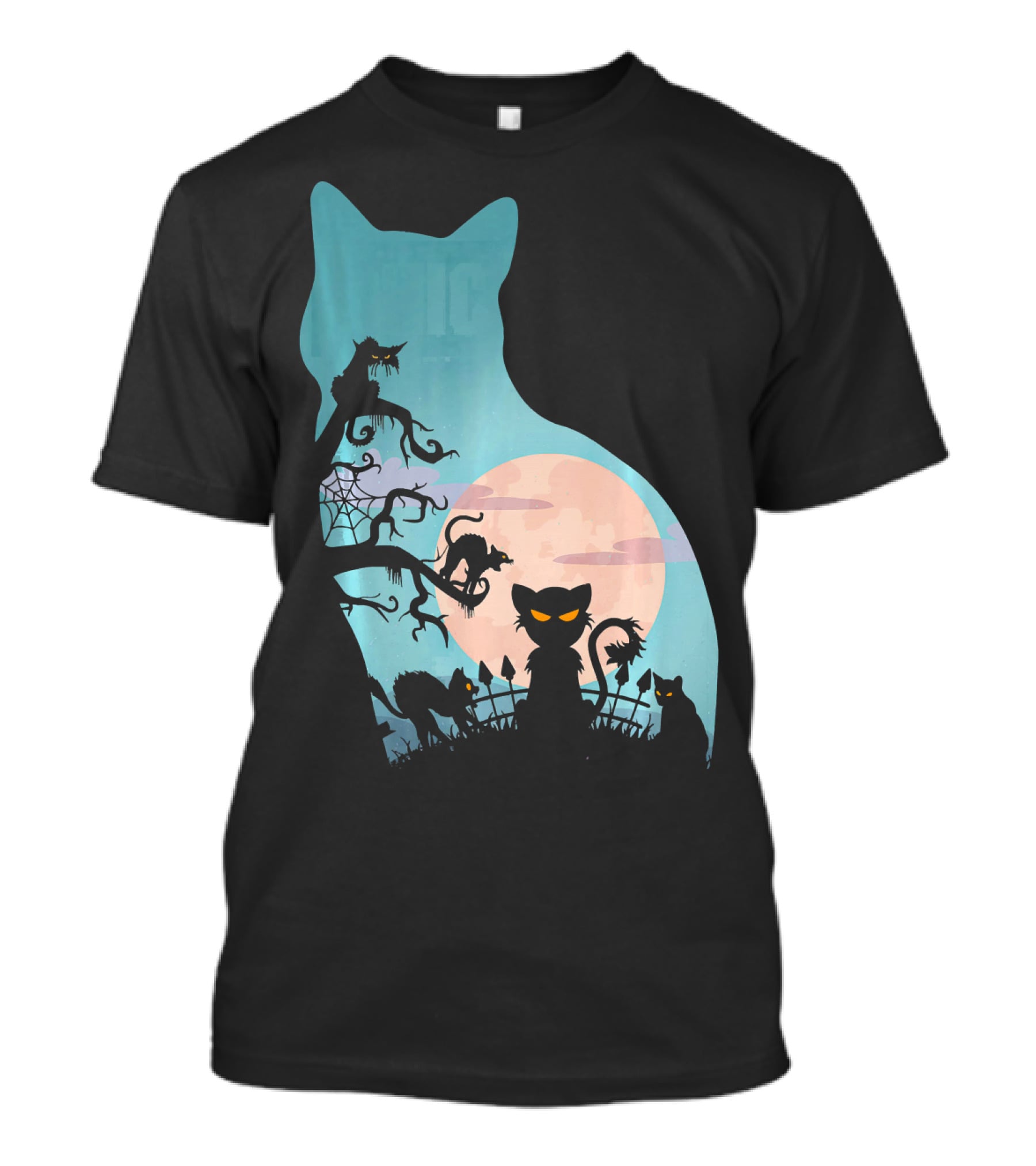 Scary Cat Lovers Halloween Creepy Moonlit T-Shirt