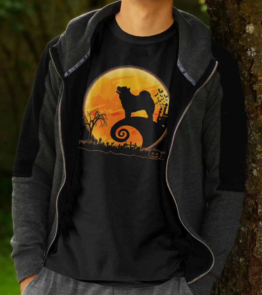 Chow Chow Dog Halloween Moon Silhouette Jack-O'-Lantern T-Shirt