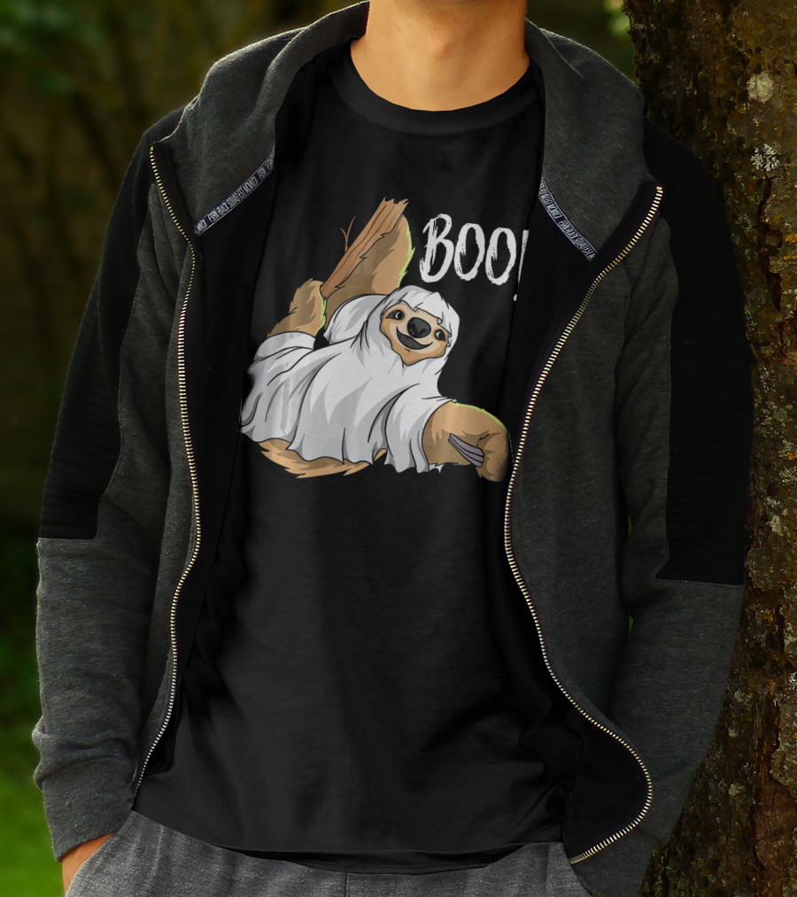 Boo Hanging Sloth Ghost Costume Funny Sloth T-Shirt