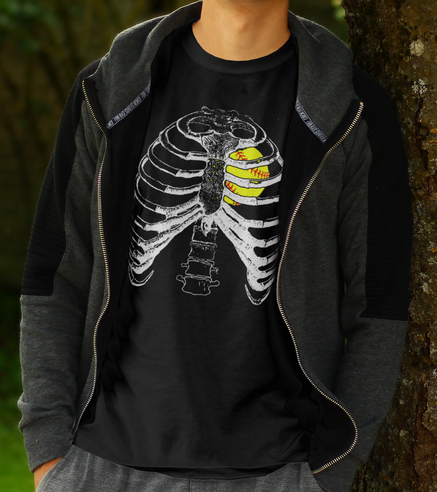 Ribcage Softball Heart Anatomy T-Shirt