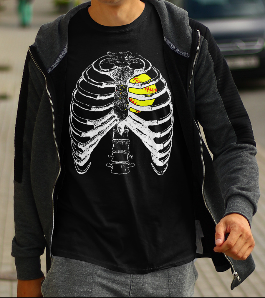 Ribcage Softball Heart Anatomy T-Shirt