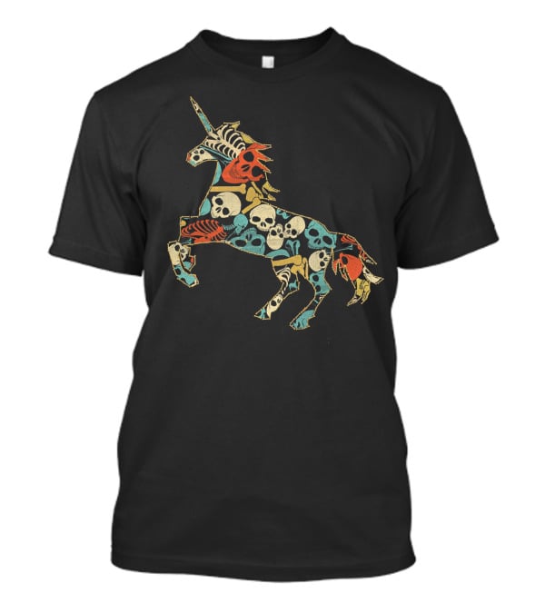 Zombie Unicorn Skull Colorful Halloween T-Shirt