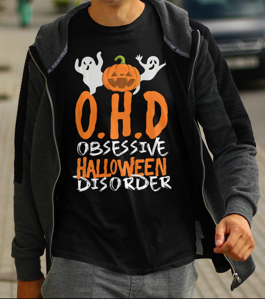 OHD Obsessive Halloween Disorder Funny Pumpkin Cute Ghost T-Shirt