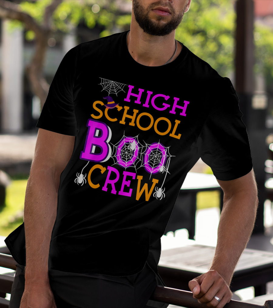 High School Boo Crew Spider Web Halloween Teacher T-Shirt