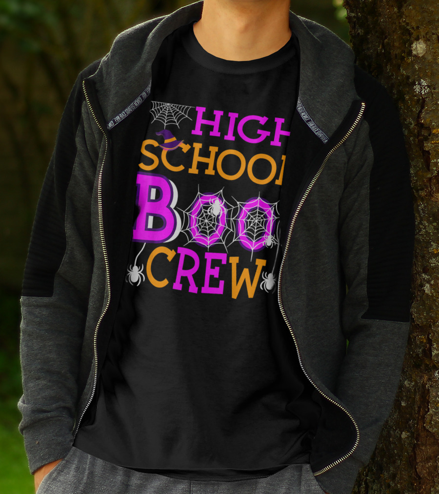 High School Boo Crew Spider Web Halloween Teacher T-Shirt
