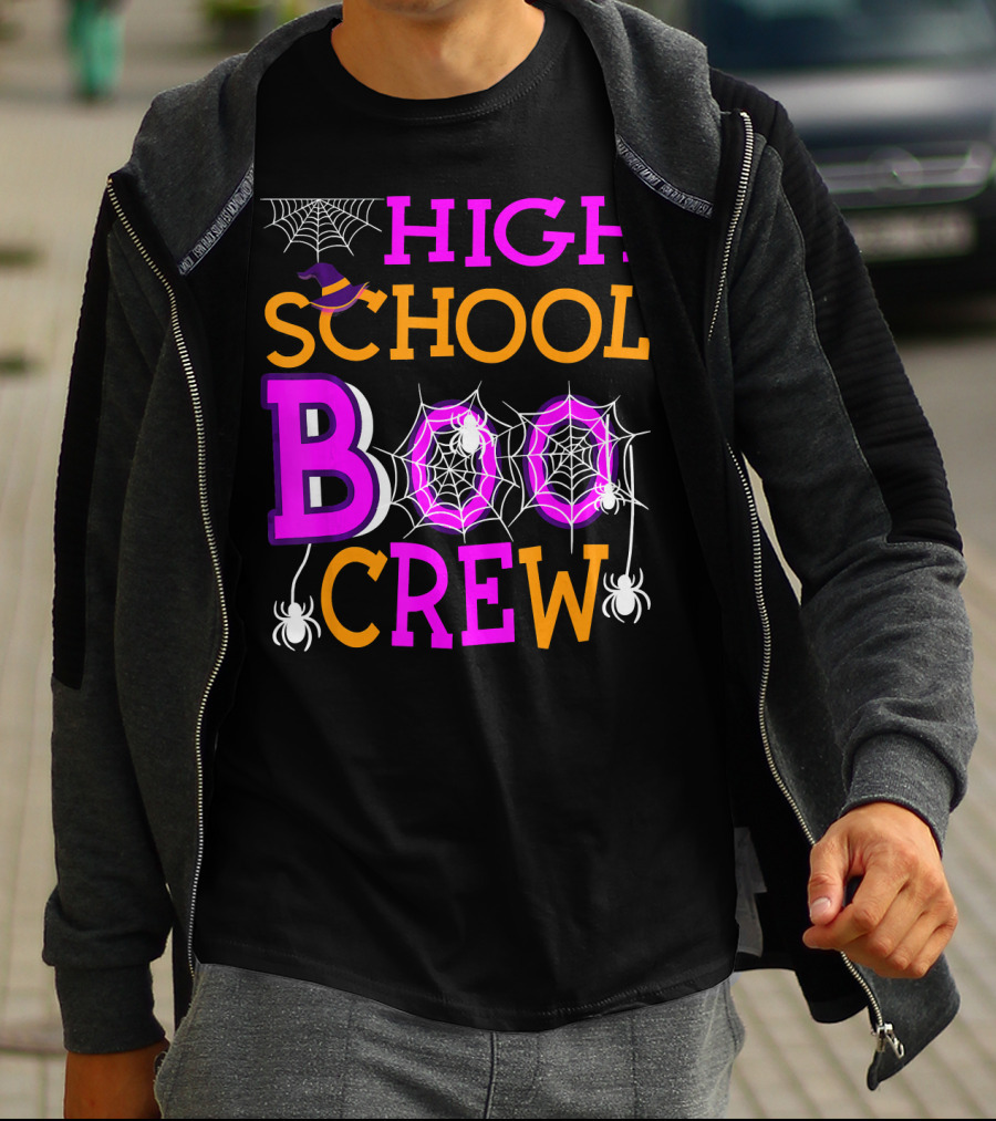 High School Boo Crew Spider Web Halloween Teacher T-Shirt