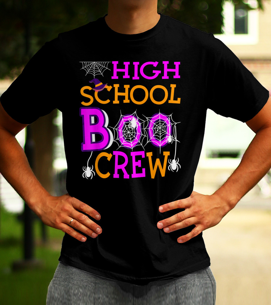 High School Boo Crew Spider Web Halloween Teacher T-Shirt