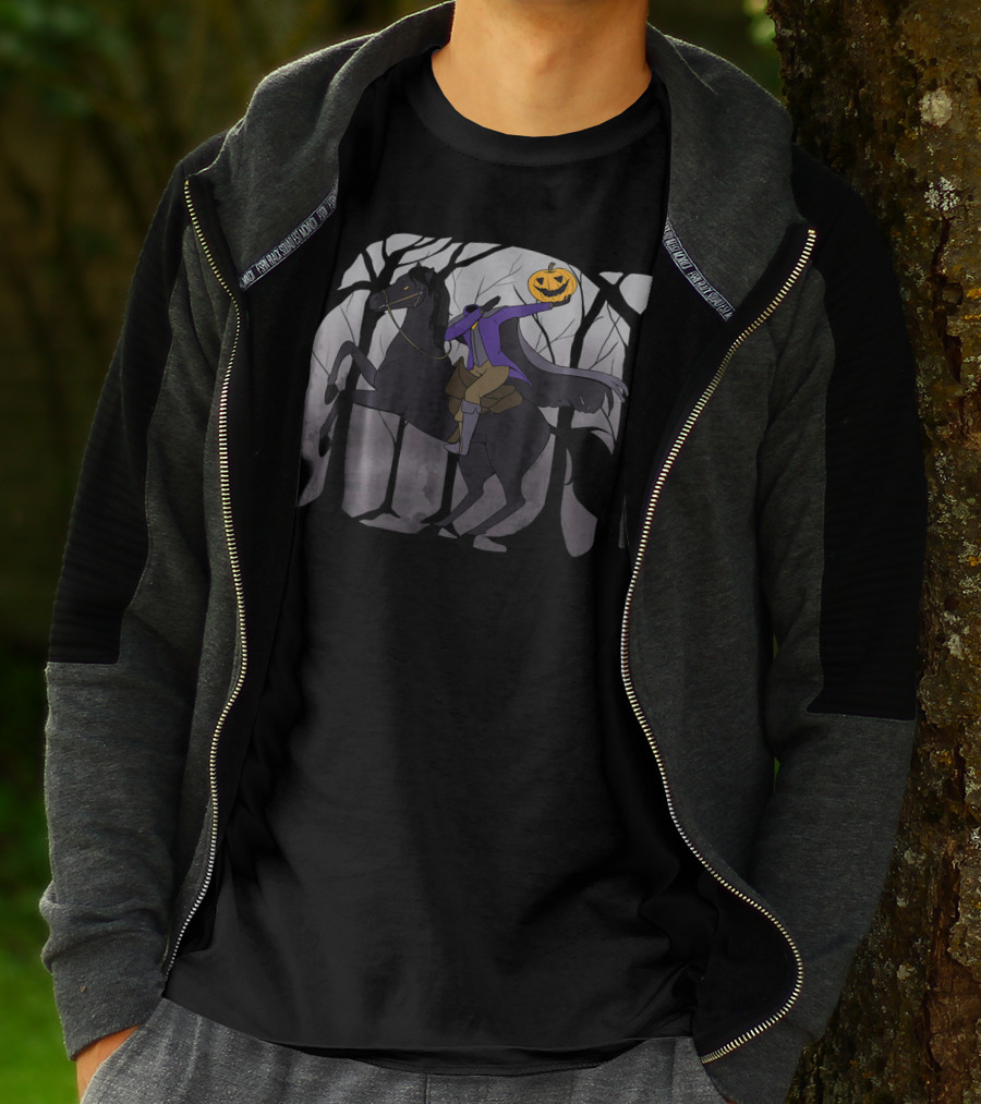 Dabbing Headless Horseman Halloween Pumpkin Jack-O-Lantern Rider T-Shirt