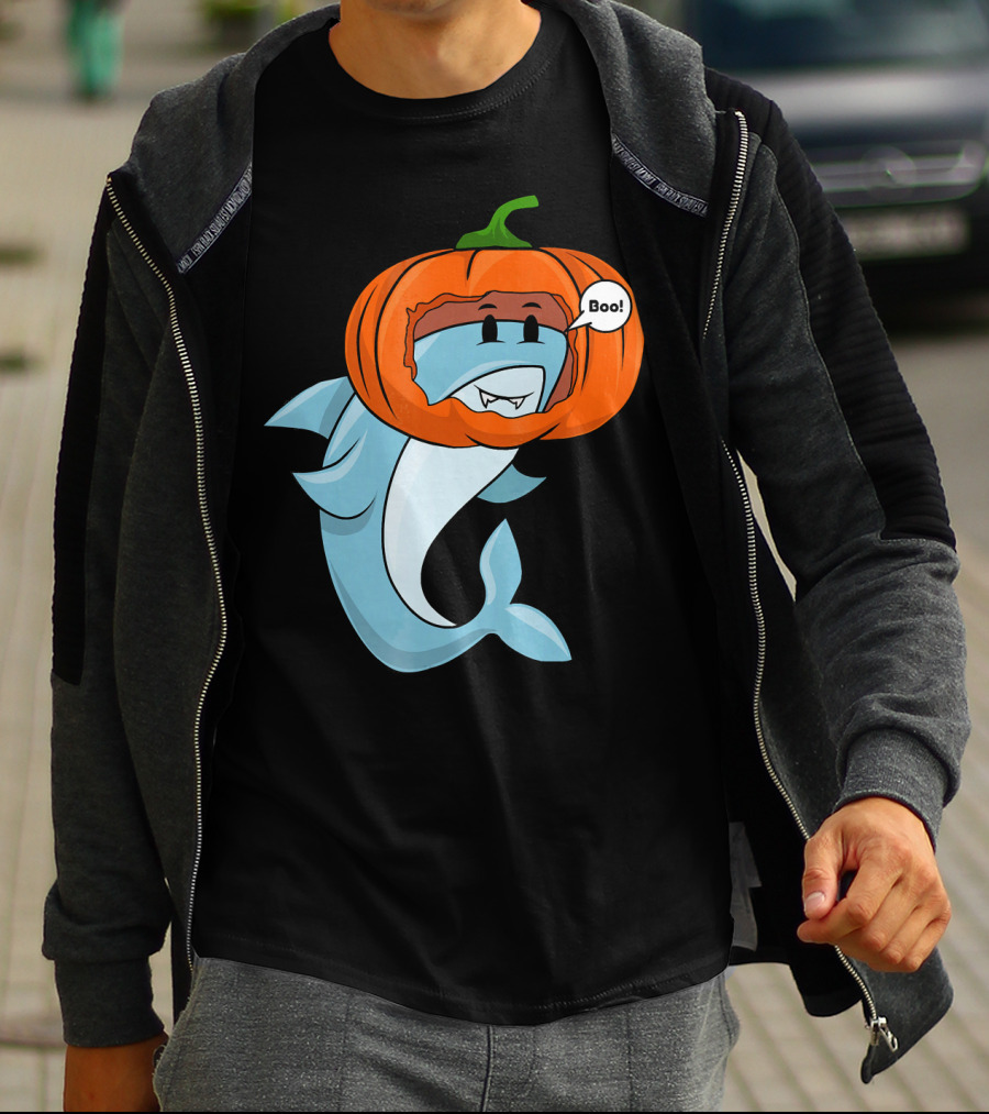 Halloween Boo Pumpkin Shark T-Shirt