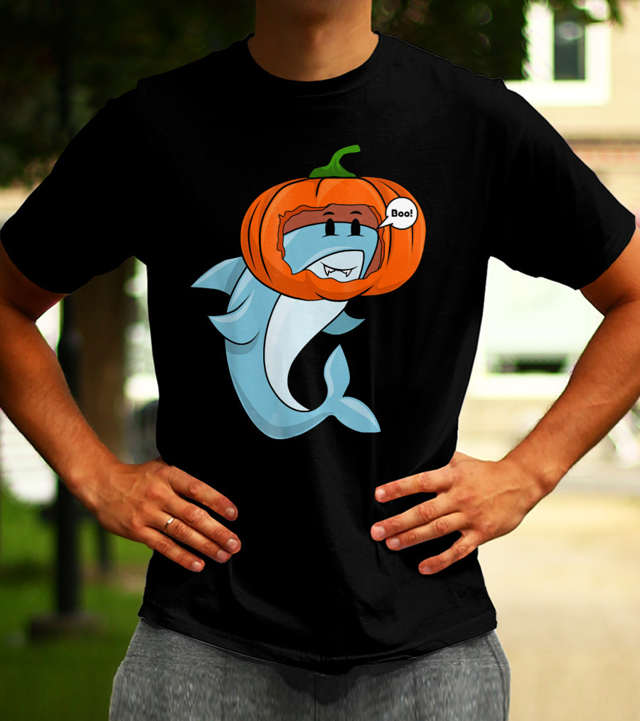 Halloween Boo Pumpkin Shark T-Shirt