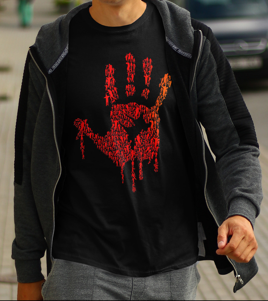 Horror Zombie Handprint Blood Red Palm T-Shirt