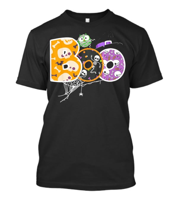 Boo Halloween Skeleton Spider Web Mummy Spooky T-Shirt