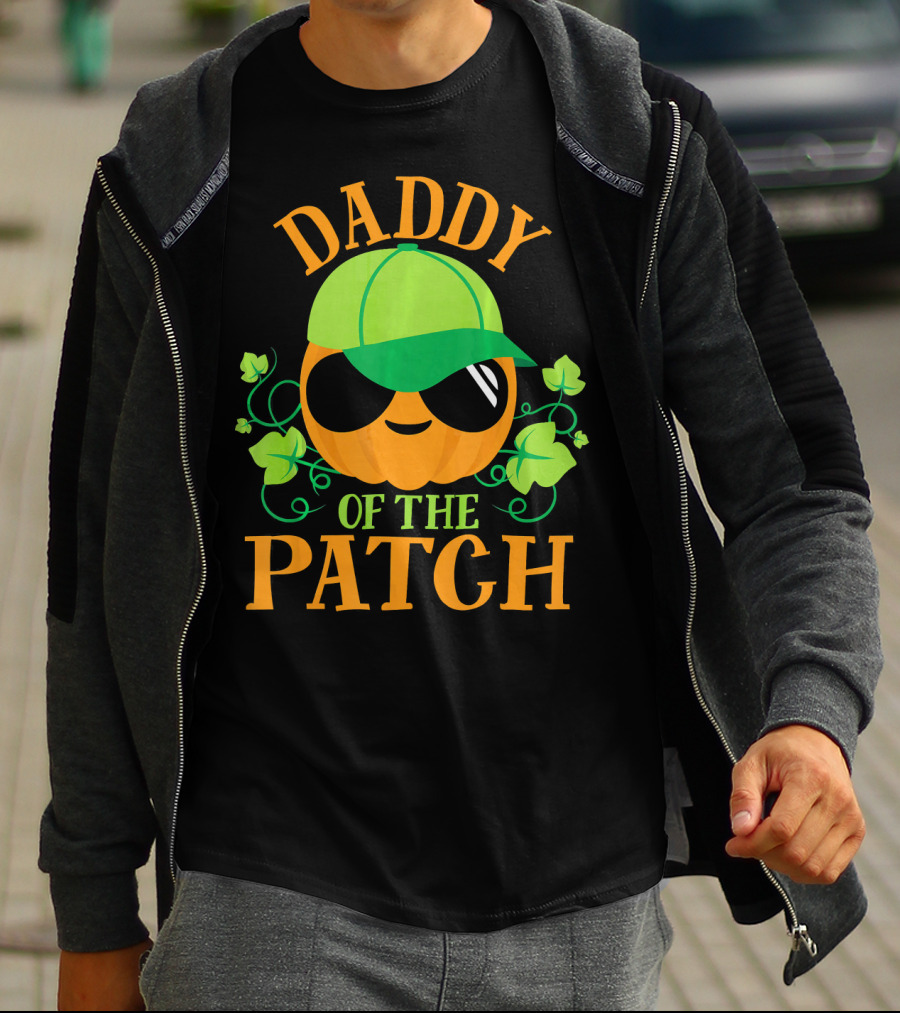 DADDY PUMPKIN OF THE PATCH Green Cap Sunglasses Smiling Pumpkin With Vines T-Shirt