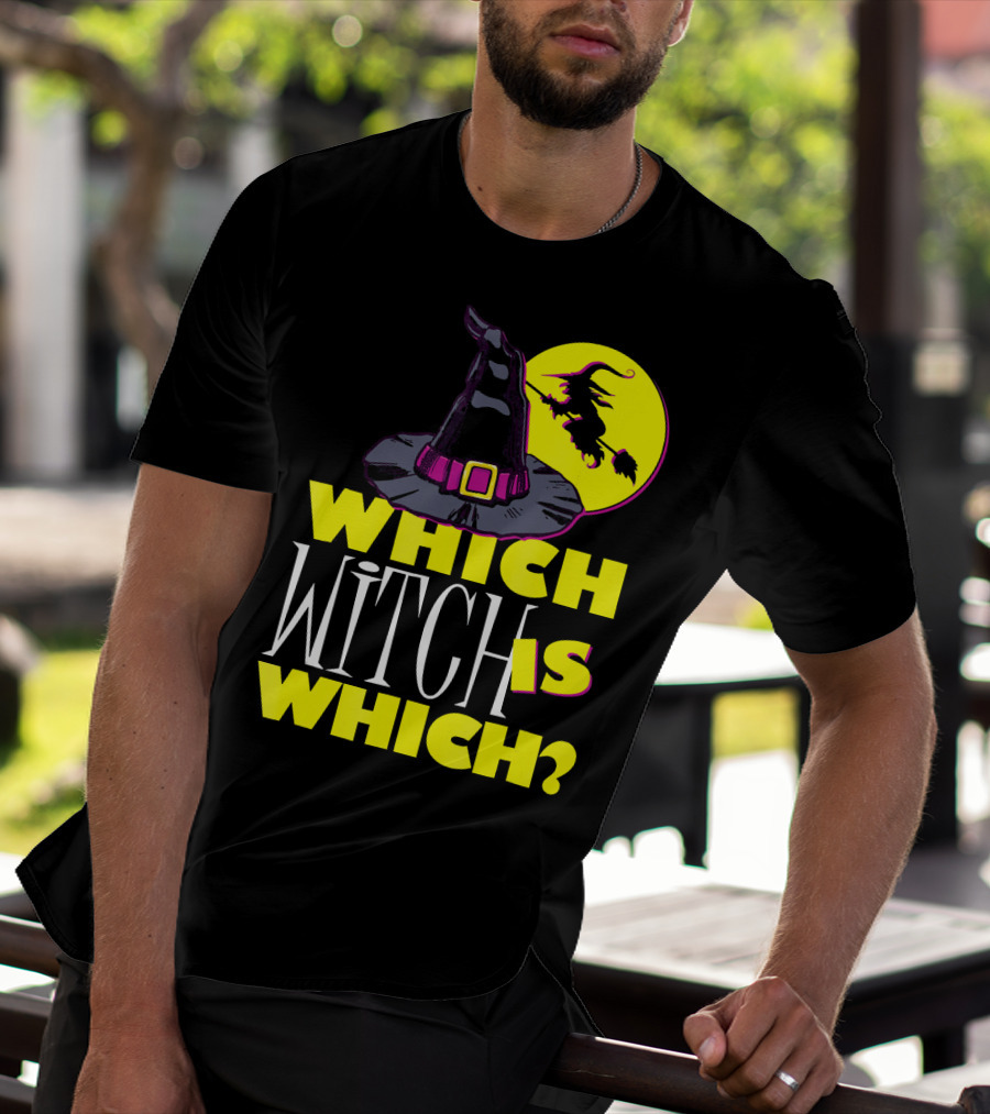 Which Witch Is Which Halloween Funny Witch Hat And Flying Witch T-Shirt