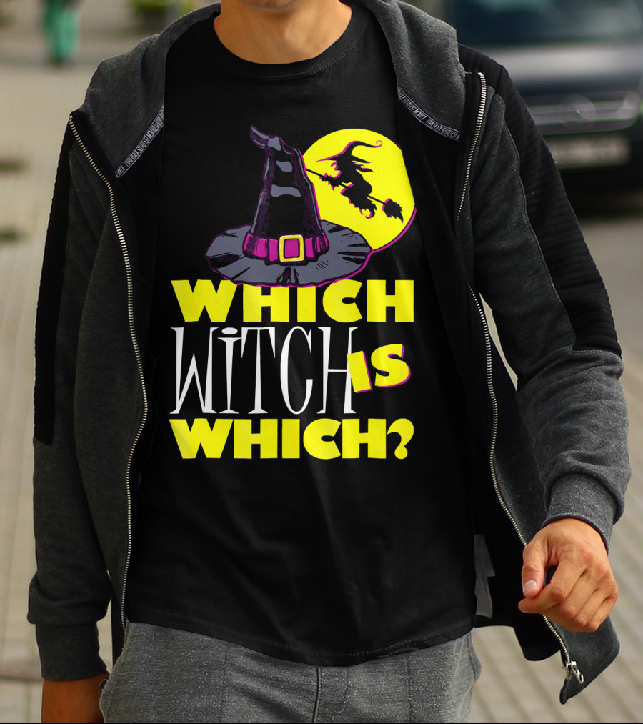 Which Witch Is Which Halloween Funny Witch Hat And Flying Witch T-Shirt