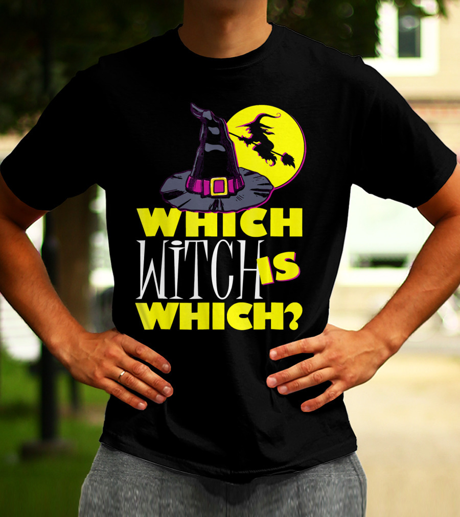 Which Witch Is Which Halloween Funny Witch Hat And Flying Witch T-Shirt