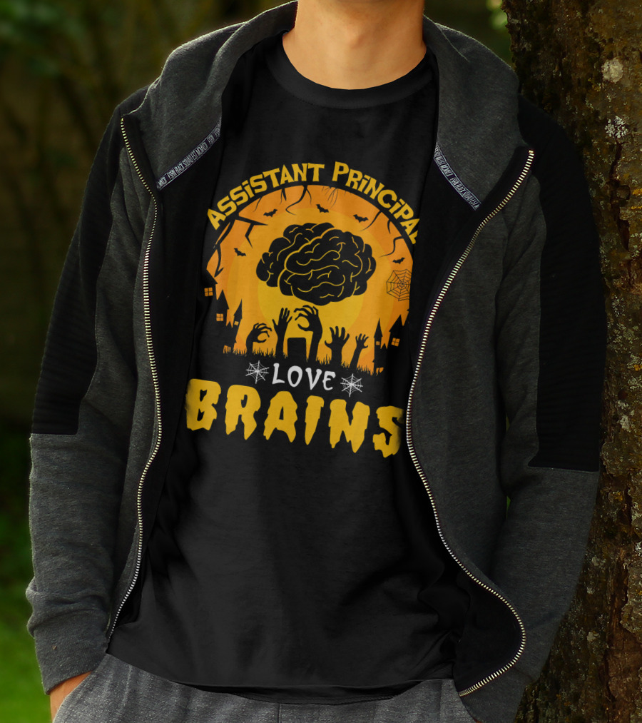 Assistant Principals Love Brains Halloween Zombie T-Shirt