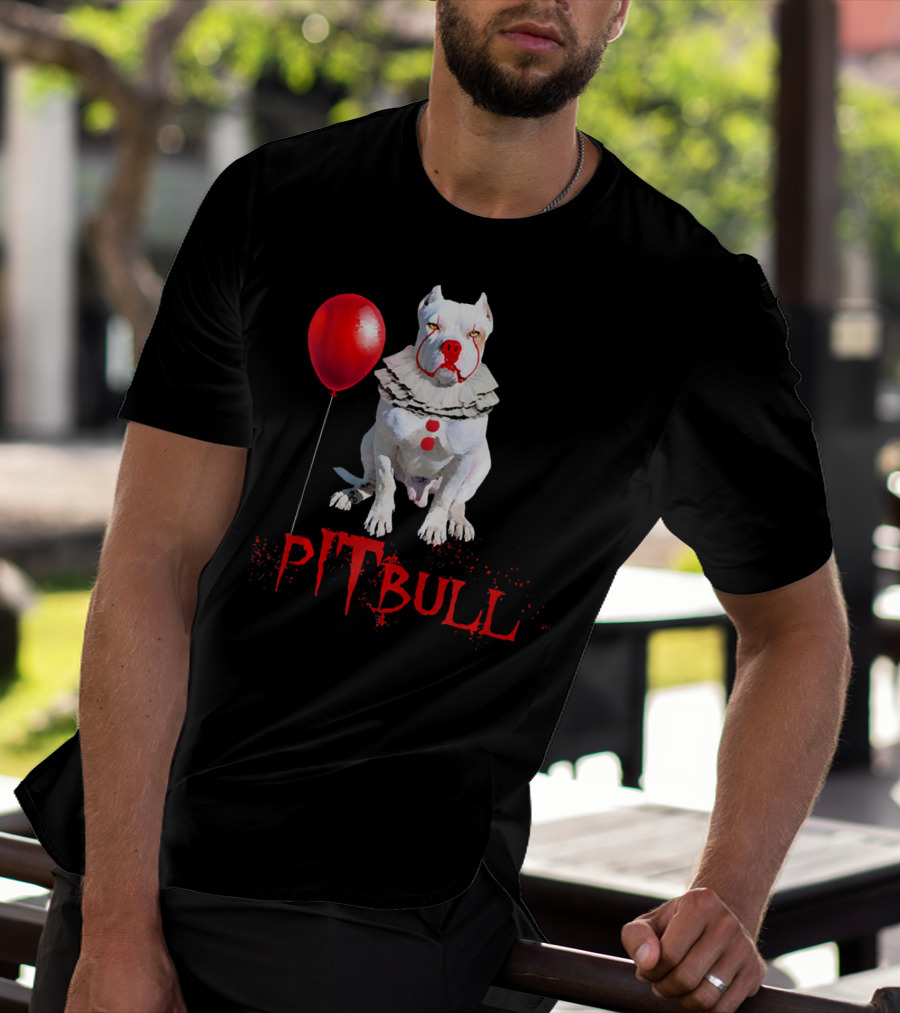 Pitbull IT Clown Balloon Halloween Day Horror T-Shirt