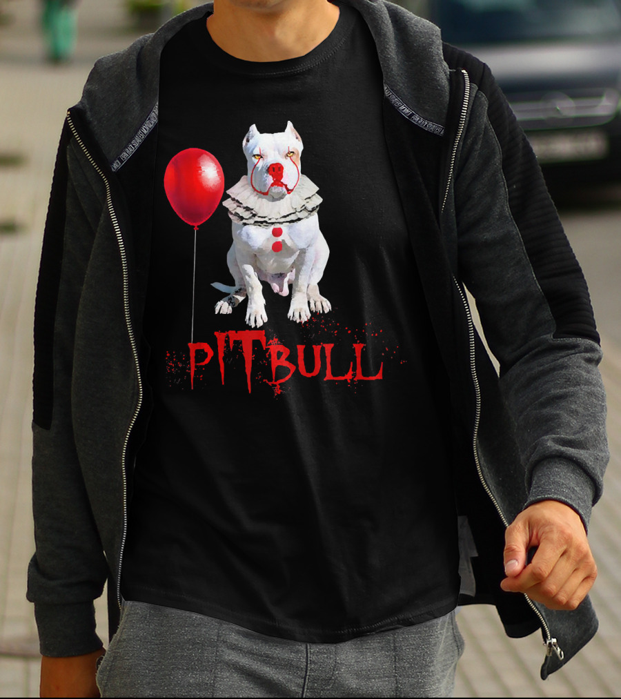 Pitbull IT Clown Balloon Halloween Day Horror T-Shirt