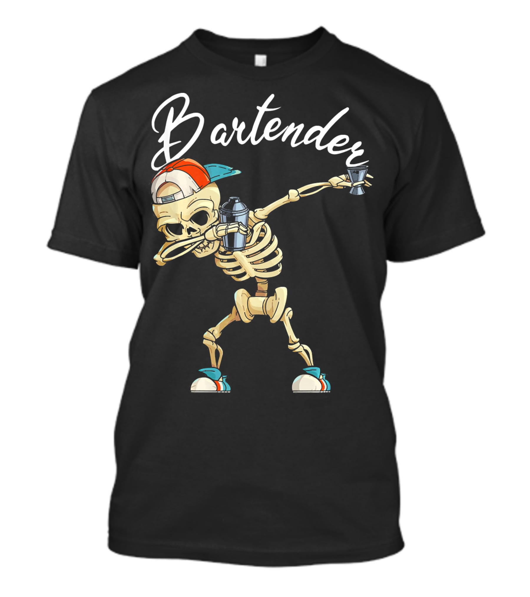 Bartender Skeleton Dab With Shaker And Glass T-Shirt