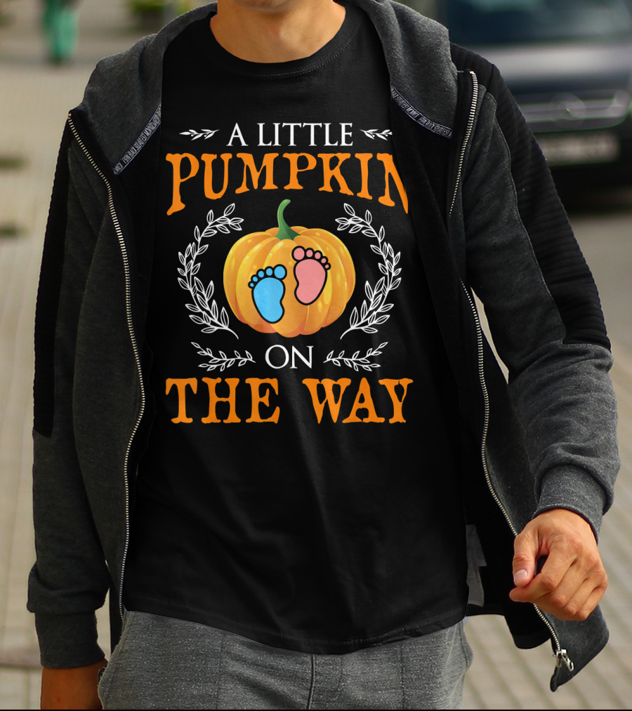 A Little Pumpkin On The Way With Footprints And Leaves T-Shirt