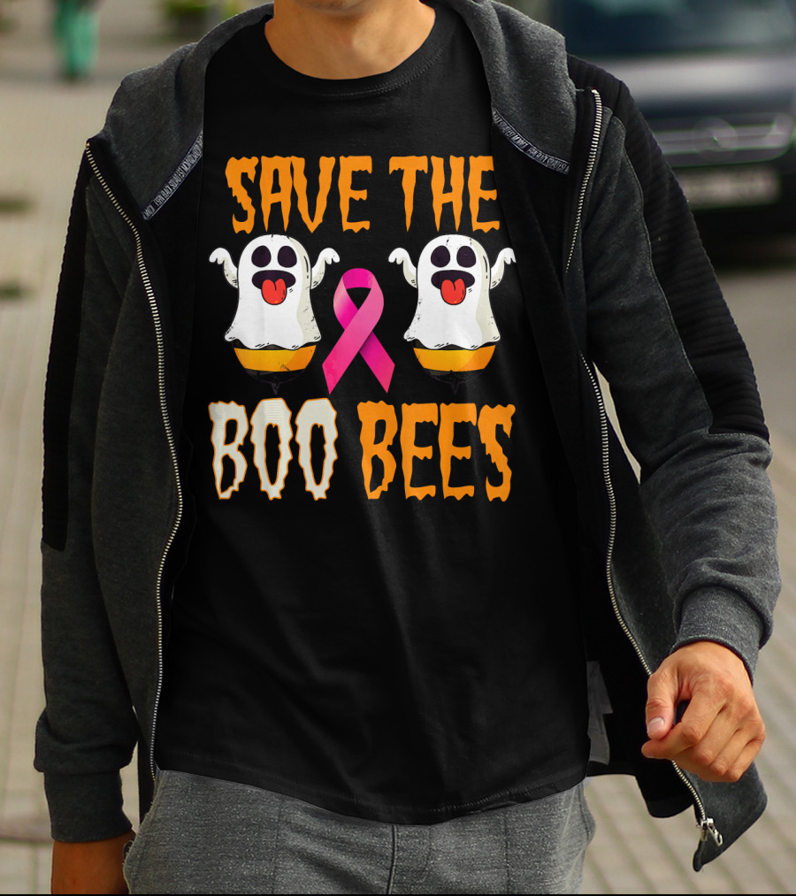 Save The Boo Bees Breast Cancer Awareness Pink Ghosts T-Shirt