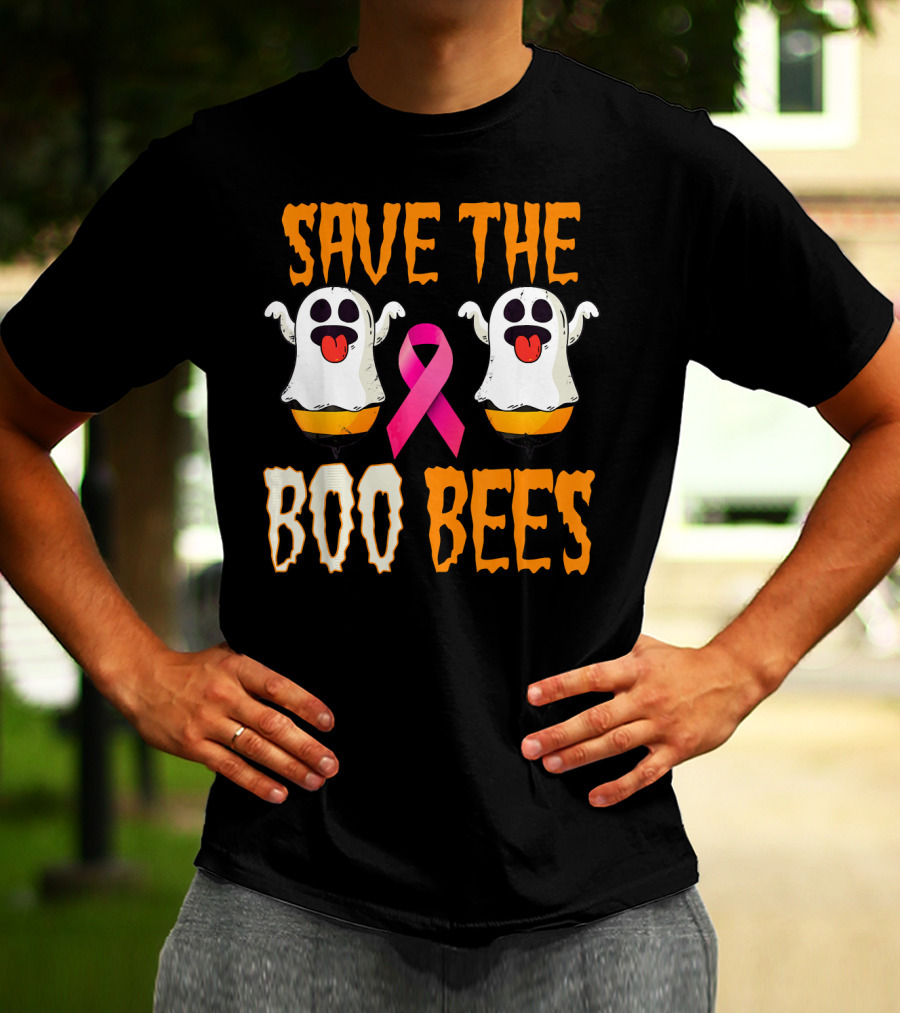 Save The Boo Bees Breast Cancer Awareness Pink Ghosts T-Shirt