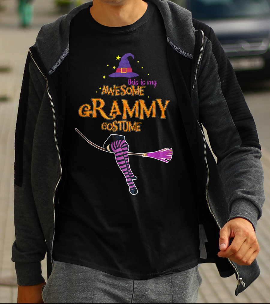 Halloween This Is My Awesome Grammy Costume Witch Hat Broomstick T-Shirt