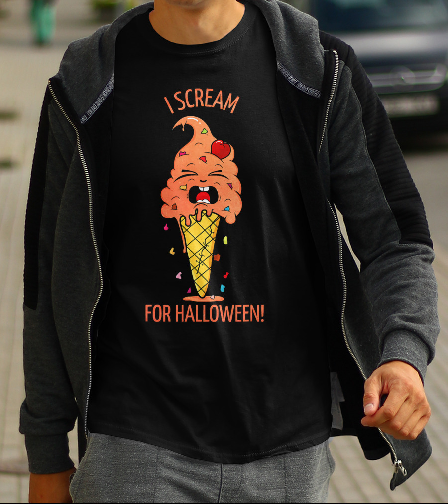 I Scream For Halloween Ice Cream Cone Monster Fun T-Shirt