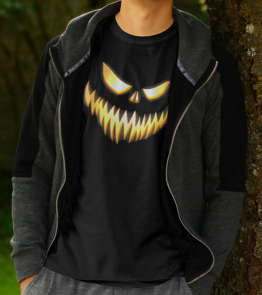 Scary Pumpkin Jack-O'-Lantern Face T-Shirt