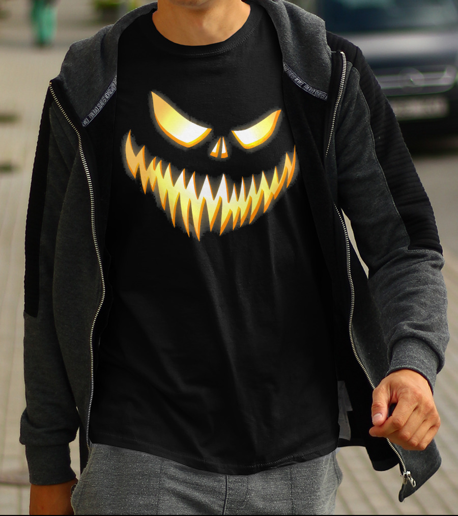 Scary Pumpkin Jack-O'-Lantern Face T-Shirt