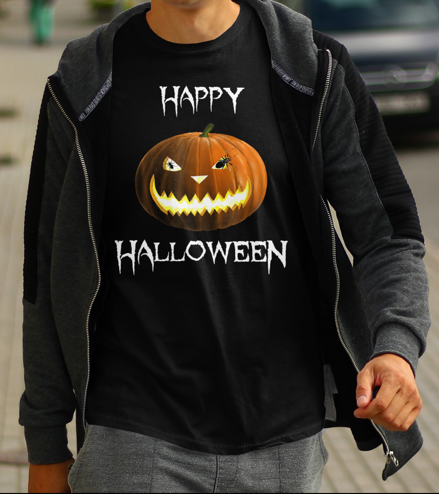 Happy Halloween Pumpkin And Spider Jack-O'-Lantern (D010 T-Shirt