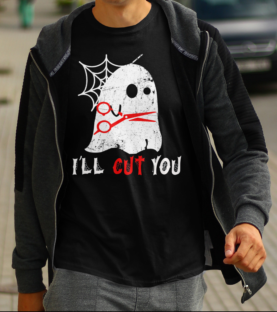 Halloween Boo Ghost Hairstylist I'll Cut You T-Shirt