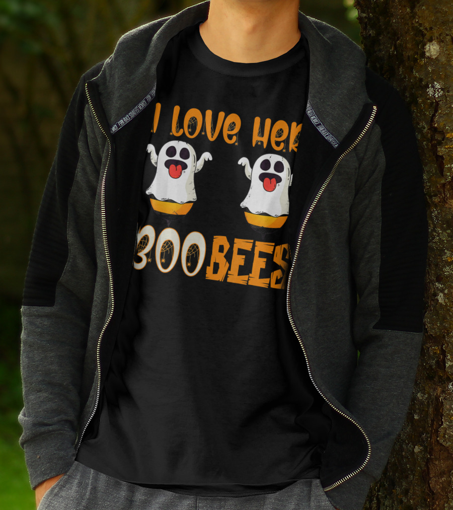 I Love Her Boo Bees Ghost Halloween Matching T-Shirt