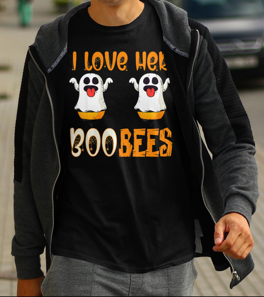 I Love Her Boo Bees Ghost Halloween Matching T-Shirt