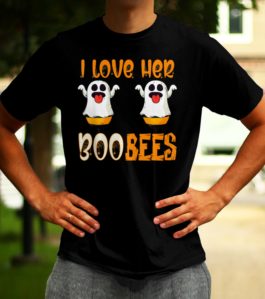 I Love Her Boo Bees Ghost Halloween Matching T-Shirt