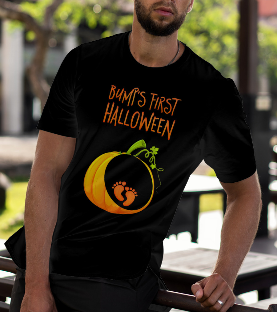 Bump's First Halloween Pumpkin Baby Feet T-Shirt