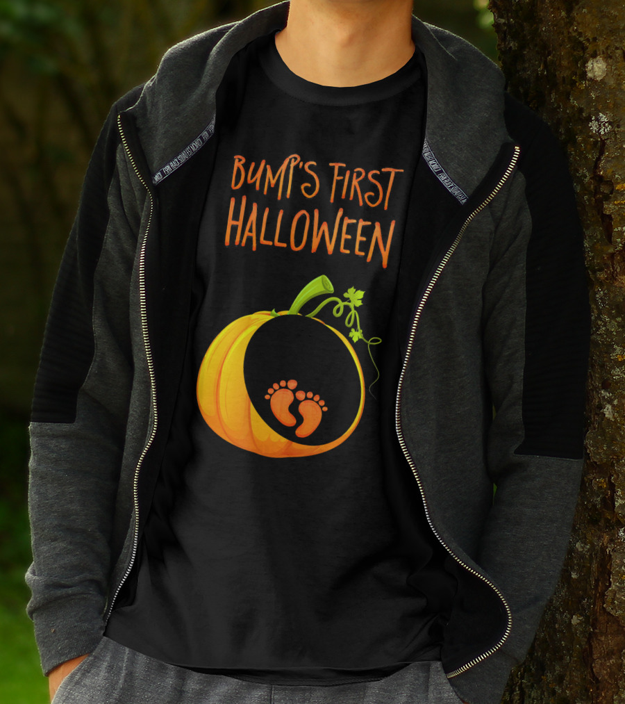 Bump's First Halloween Pumpkin Baby Feet T-Shirt