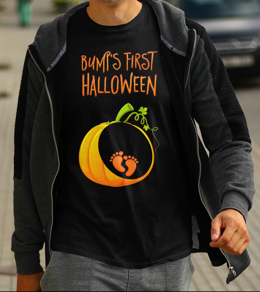 Bump's First Halloween Pumpkin Baby Feet T-Shirt