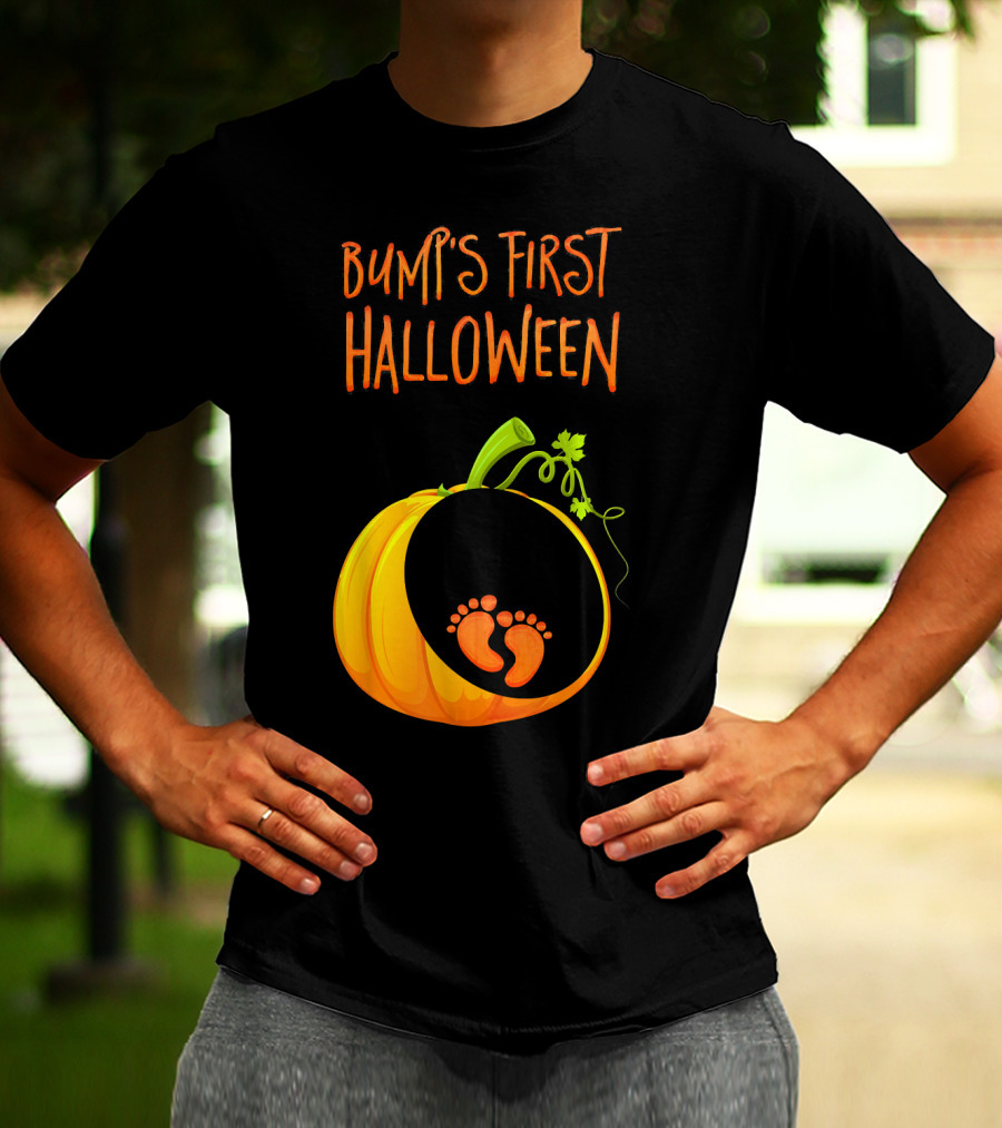 Bump's First Halloween Pumpkin Baby Feet T-Shirt