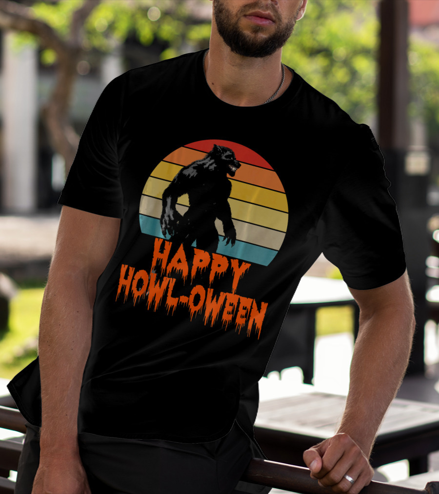 Happy Howl-Oween Werewolf Vintage Werewolves Halloween Co T-Shirt